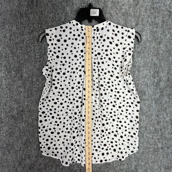 LOFT BLOUSE WOMENS SMALL WHITE V-NECK BIZ CAREER PROFESSIONAL LEOPARD PRINT - Picture 8 of 10